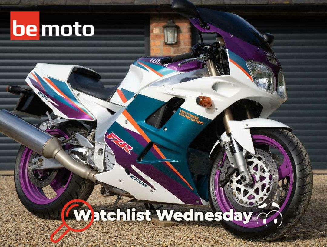 Yamaha FZR1000 in white and purple