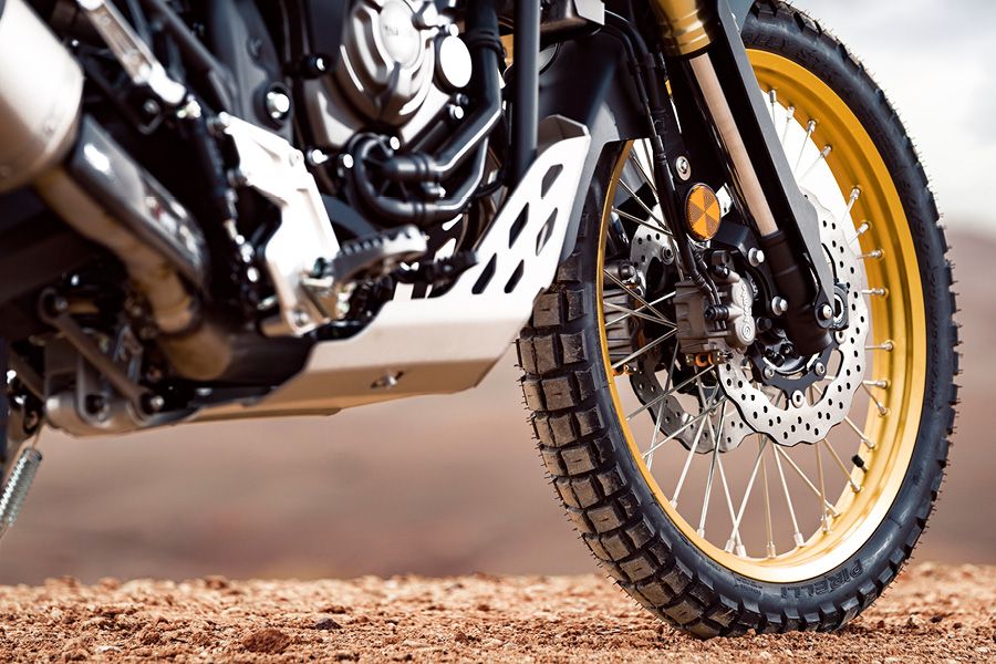 Close up image of a 17 inch motorcycle wheel
