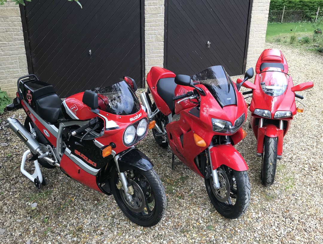 Suzuki GSX-R750 Honda VFR800i Ducati 996 together