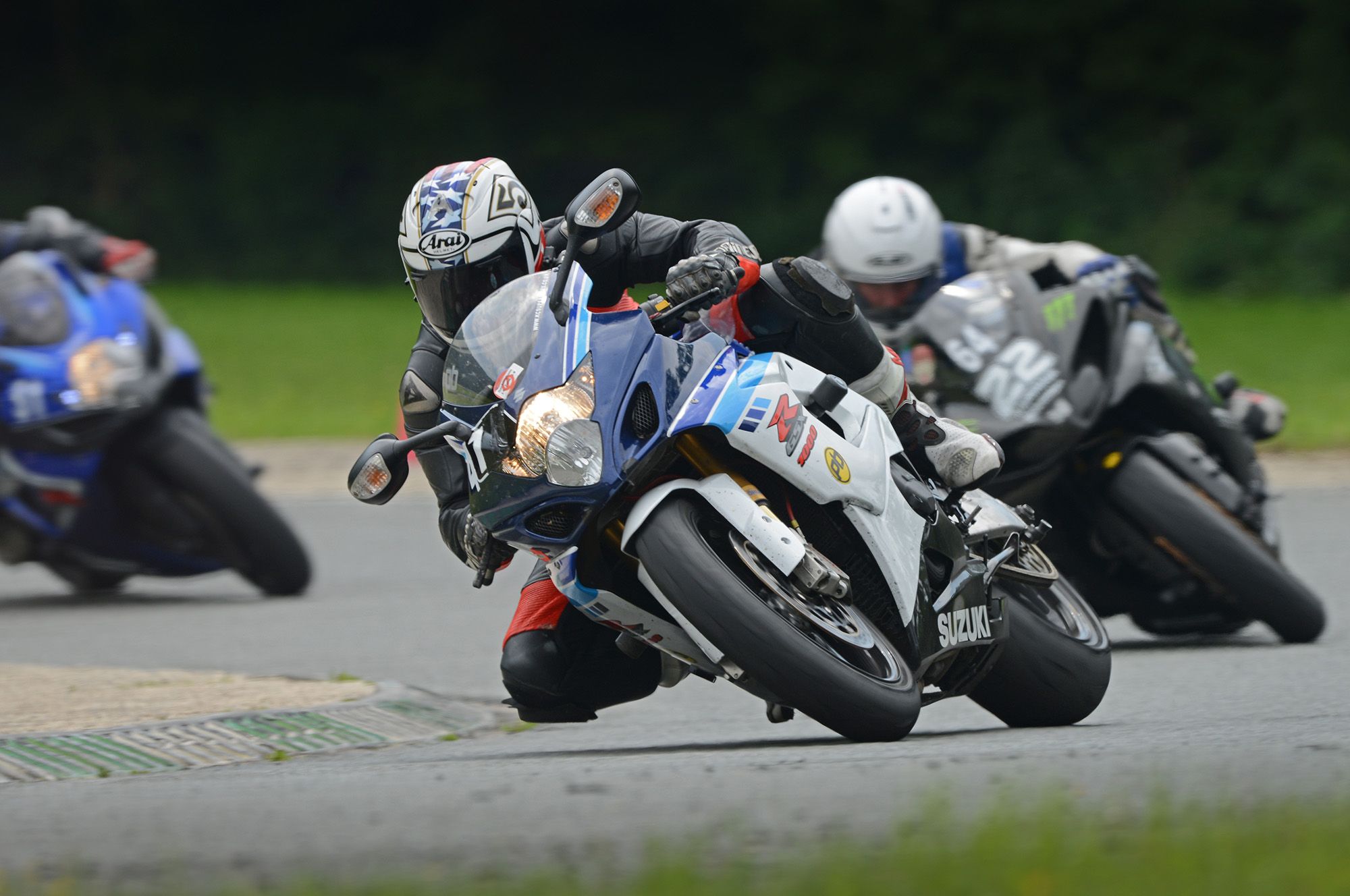 GSXR motorbike on a Trackday front view