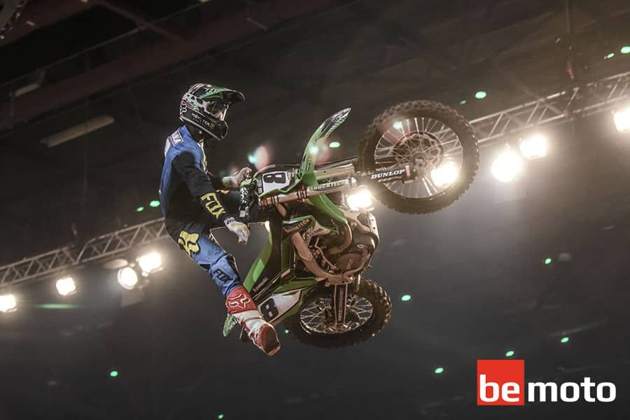 Arenacross Dirt Biker Jumping Mid Air