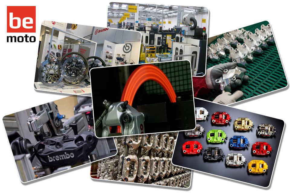 Collage of Brembo brakes in construction process