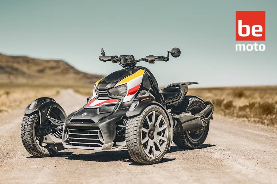 Can-Am Trike parked up on desert road