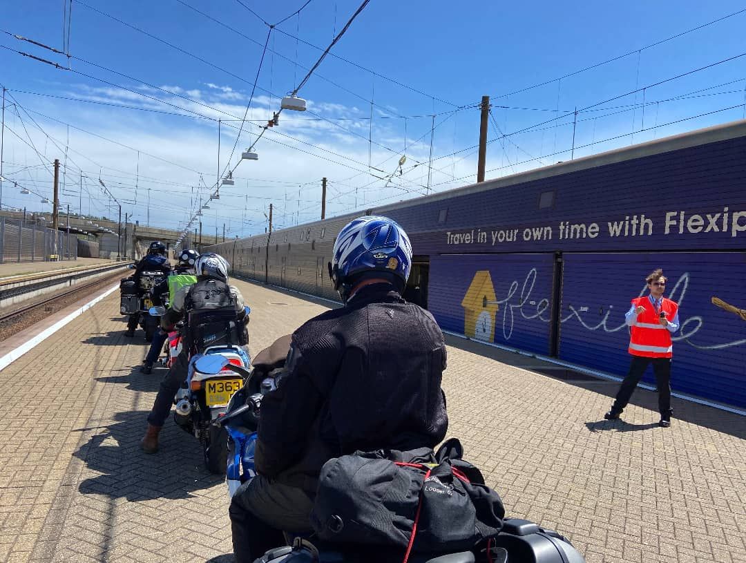 Motorbikes queuing up for the channel tunnel