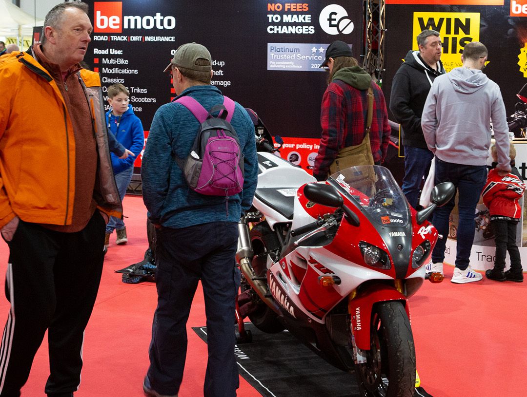 OW02 on the BeMoto Insurance stand at the Scottish Motorcycle Show