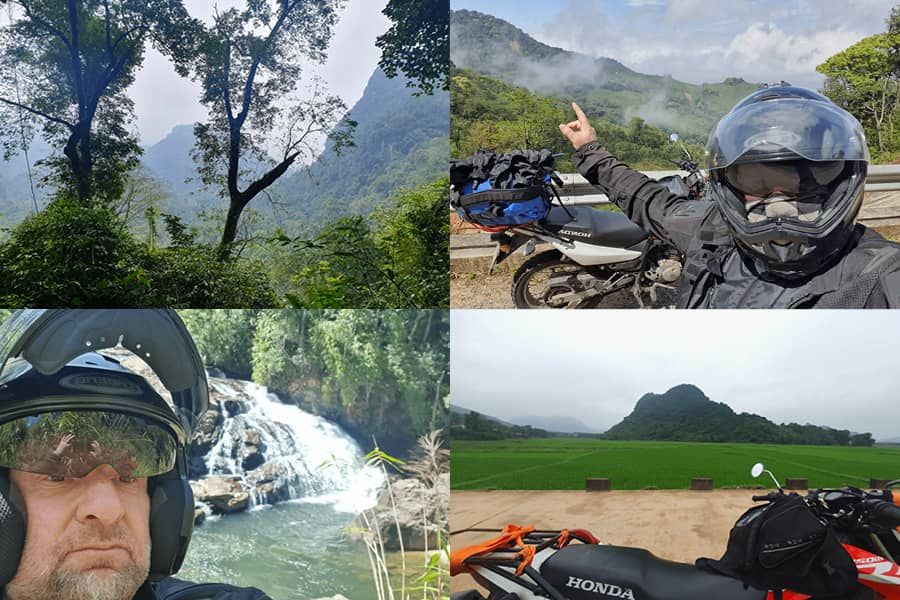 Collage of photos showing Vietnam countryside views