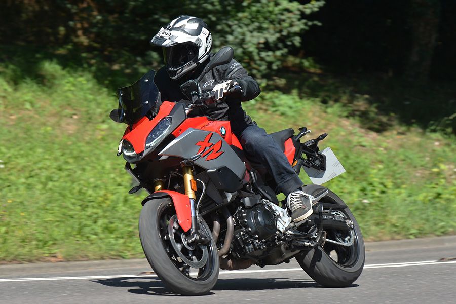 Close up BMW F900 XR on the road