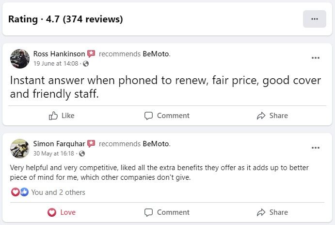 Facebook Reviews of BeMoto