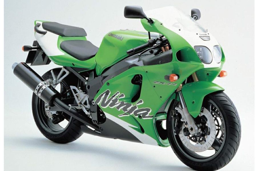 Future Classic Kawasaki ZX-7R 1999 side on static green black