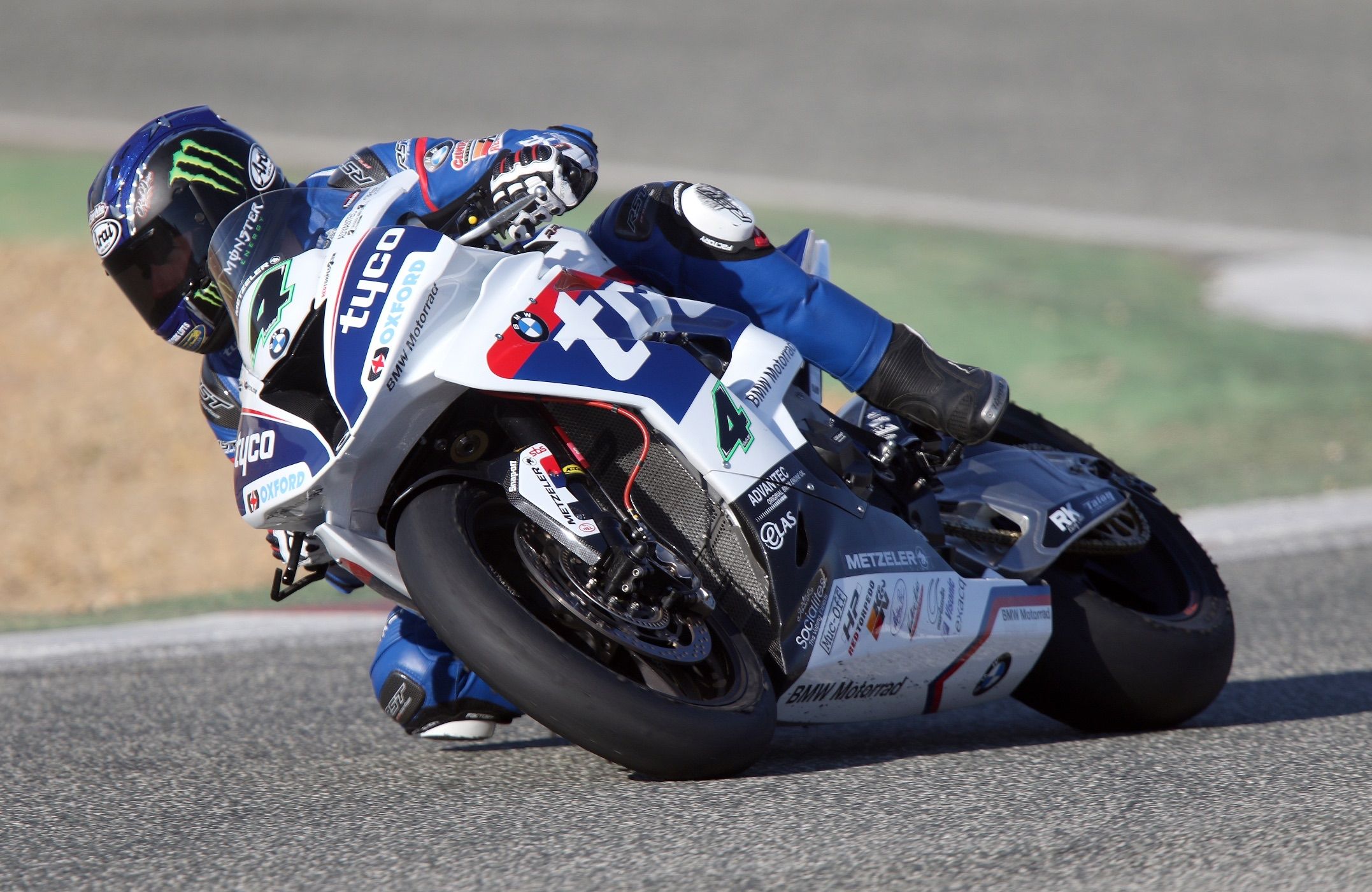 Ian Hutchinson cornering on a Tyco BMW