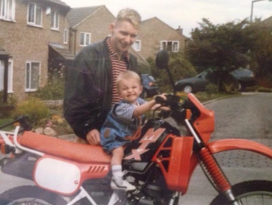 Jonny Davies as a kid on his dads MTX motorbike