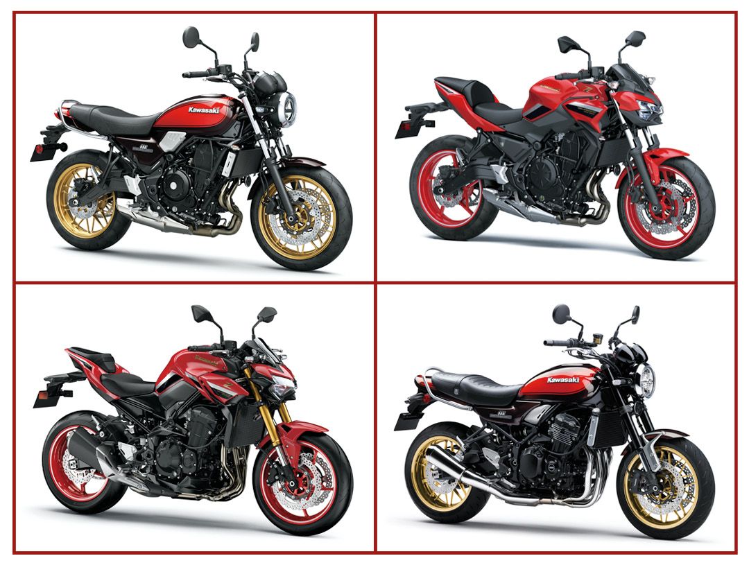 Four Kawasaki Z Bikes in Red