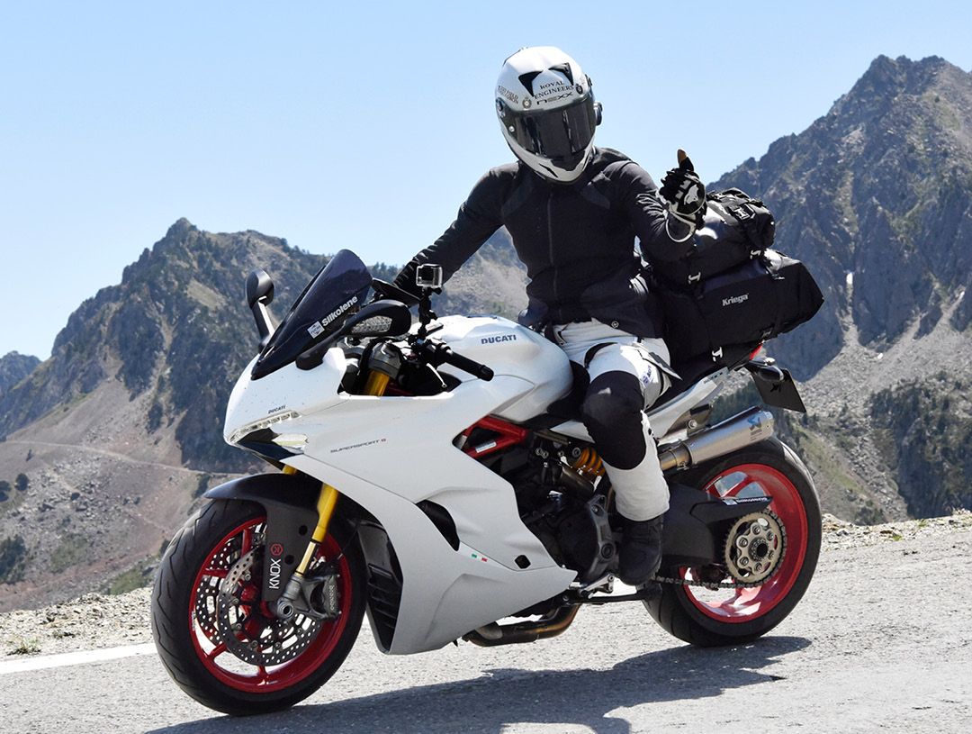 Lara Small Laramoto Ducati Supersport Pyrenees riding