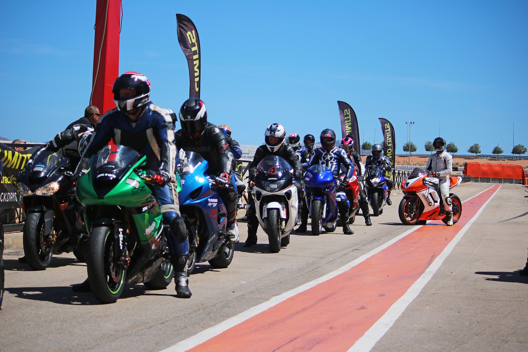 Bikes lining up for a trackday