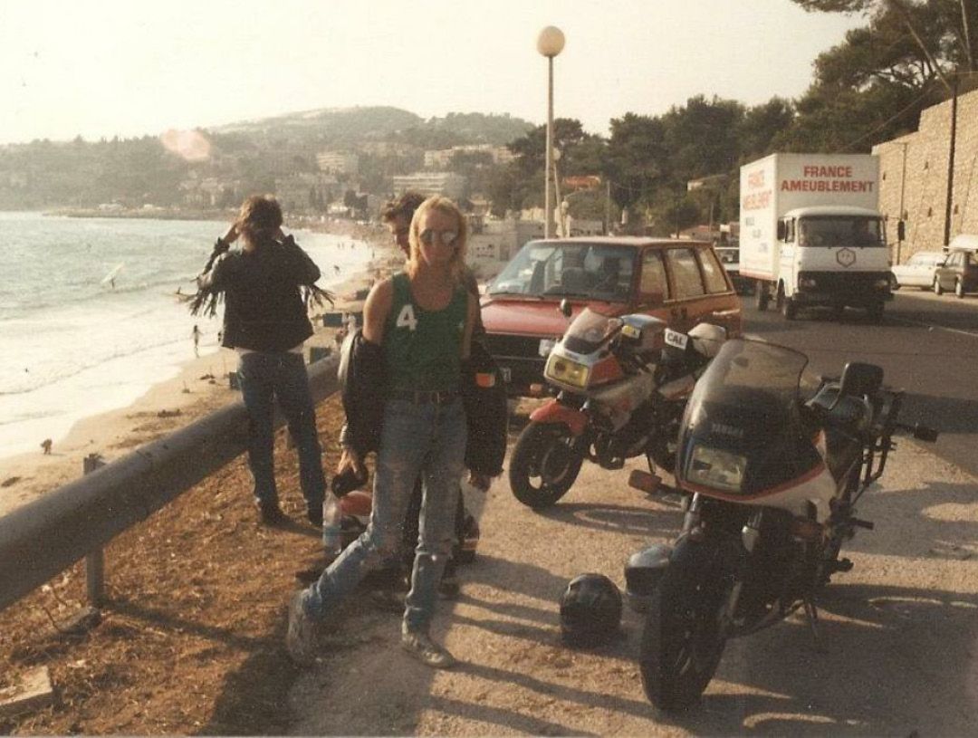 Matt Bird 70s photo with motorbikes at the coast