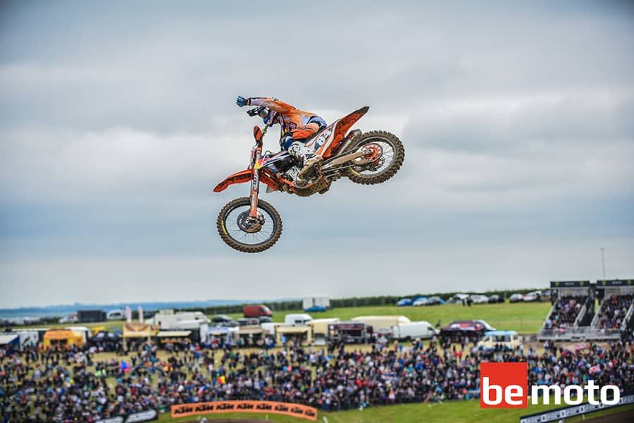 Matterly Basin MXGP Herlings on Orange Dirt Bike in Air