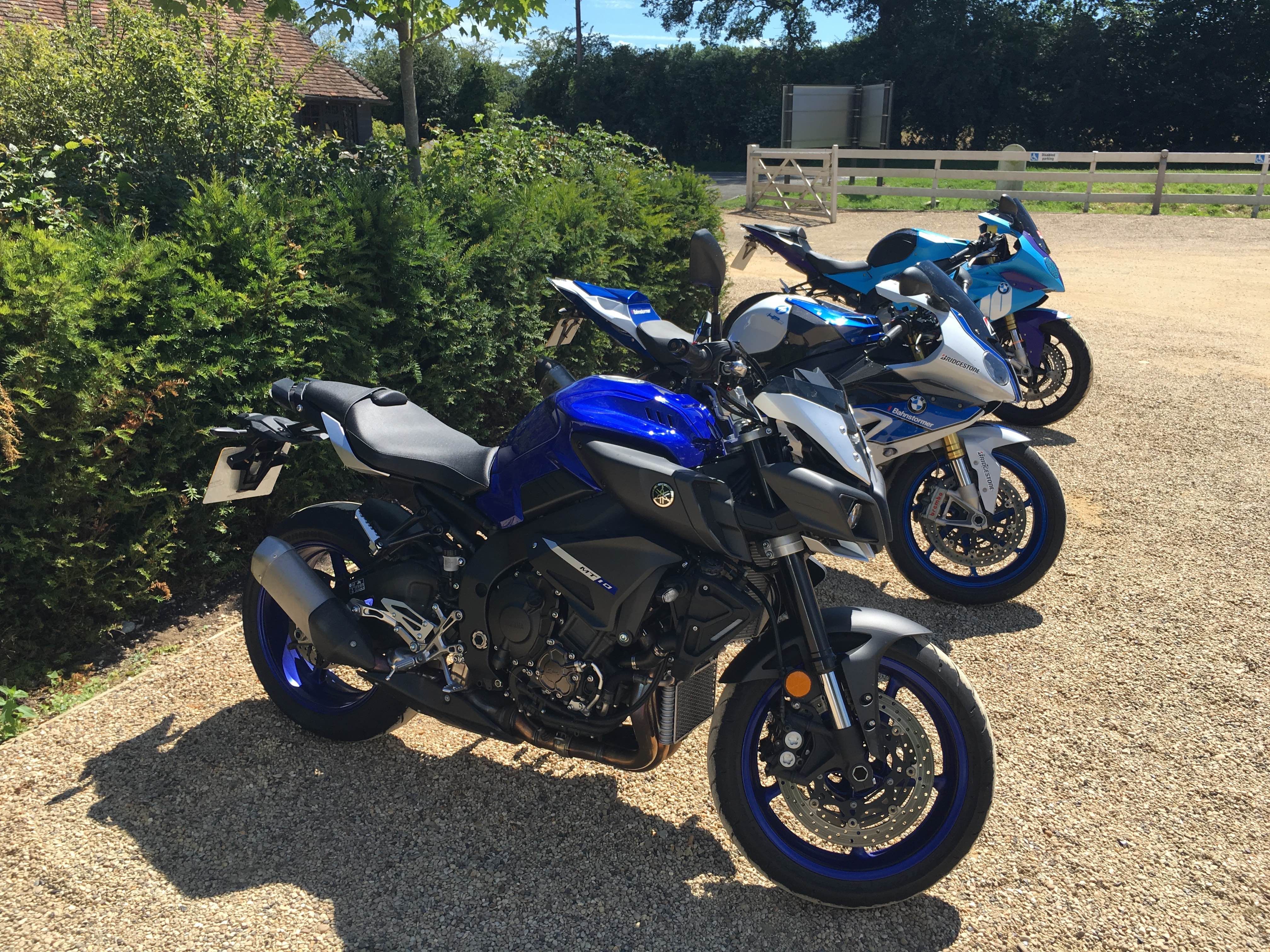 MT-10 motorbike sat next to Baron Von Grumble's motorbike