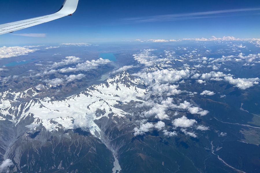 New Zealand South Island Alps from an Airplane