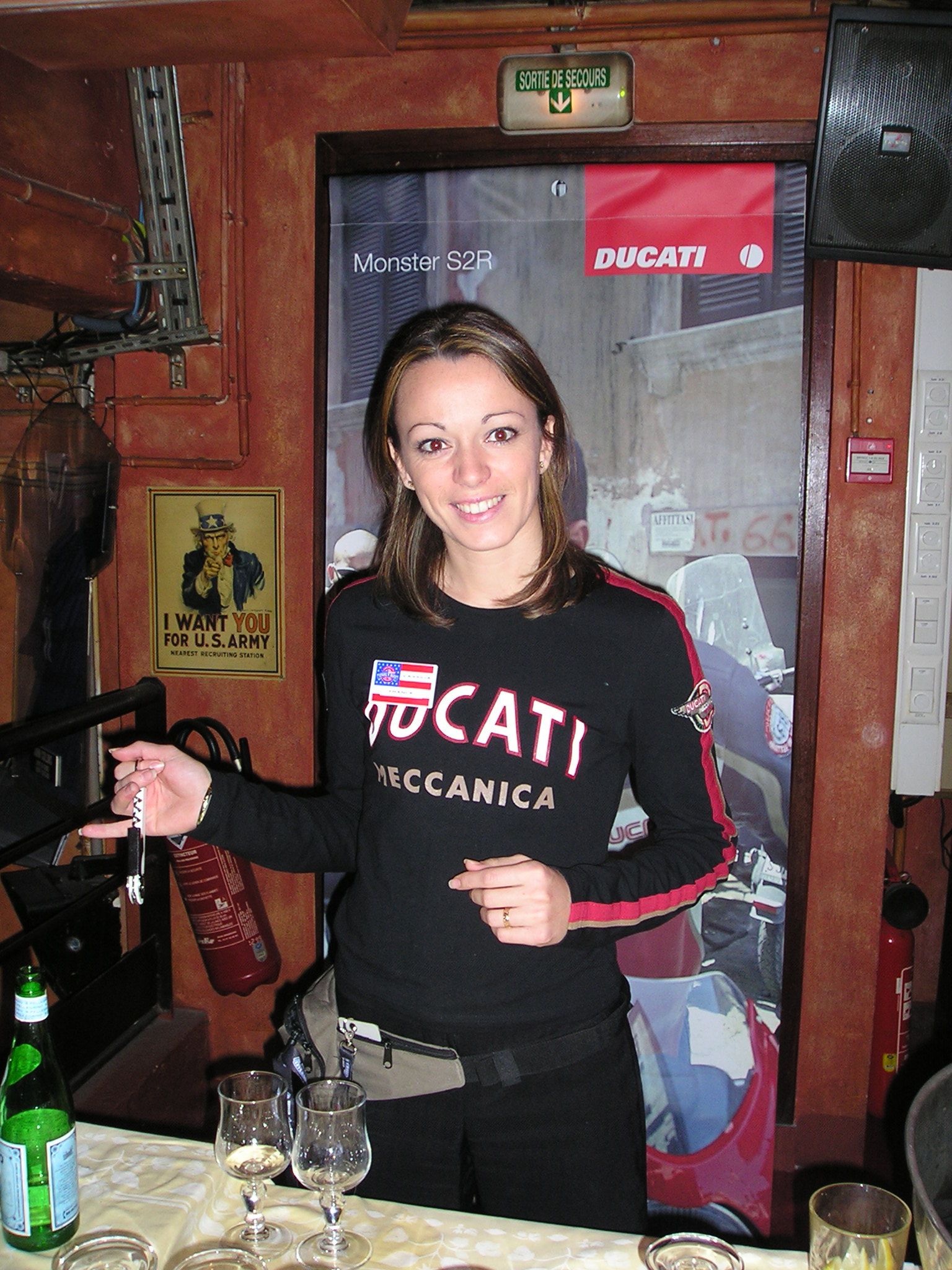 Woman serving drinks at the Ducati launch