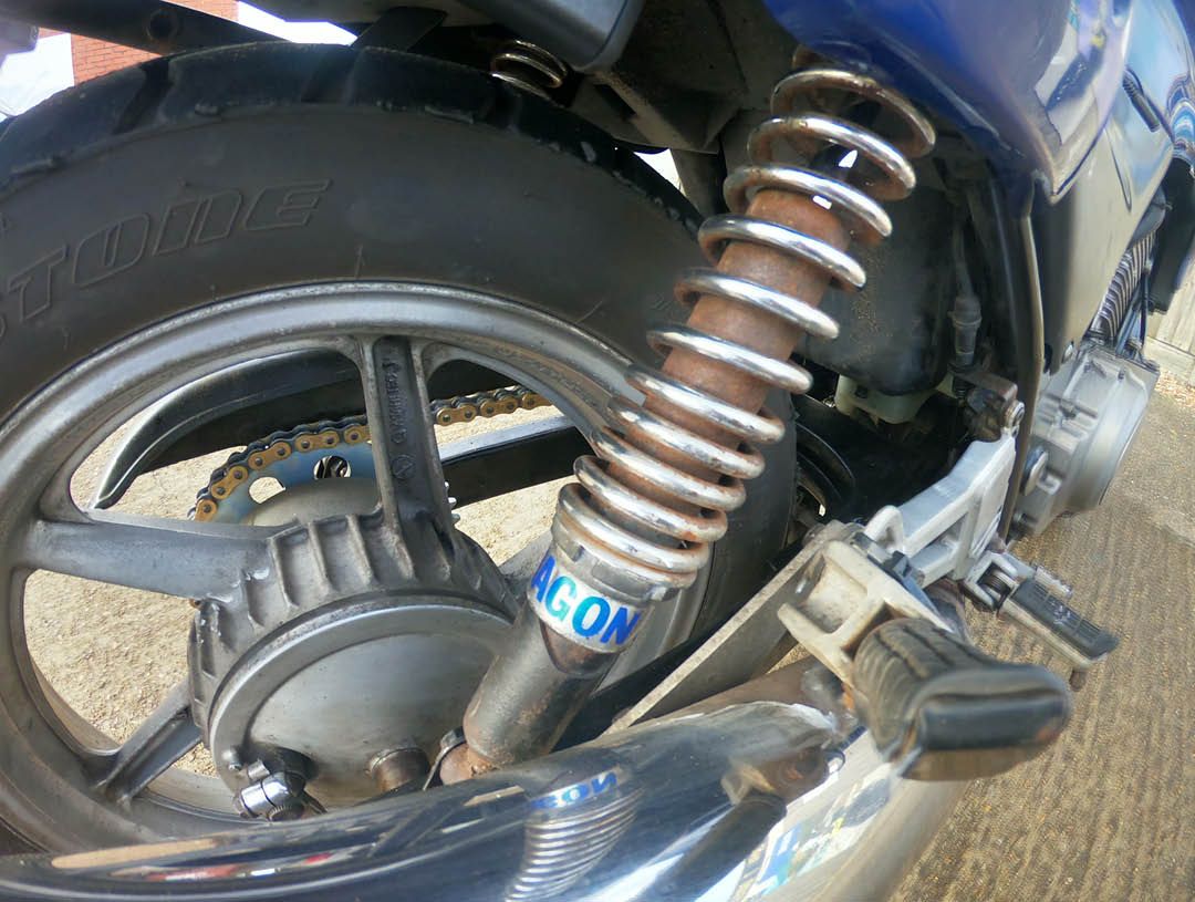 Rear suspension on a CB500 motorcycle