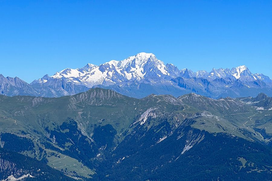 View of Mont Blanc from Punta Bagna International Bike Rally Courchevel