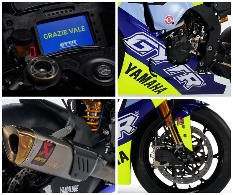 R1 GYTR VR46 details forks wheels dash exhaust