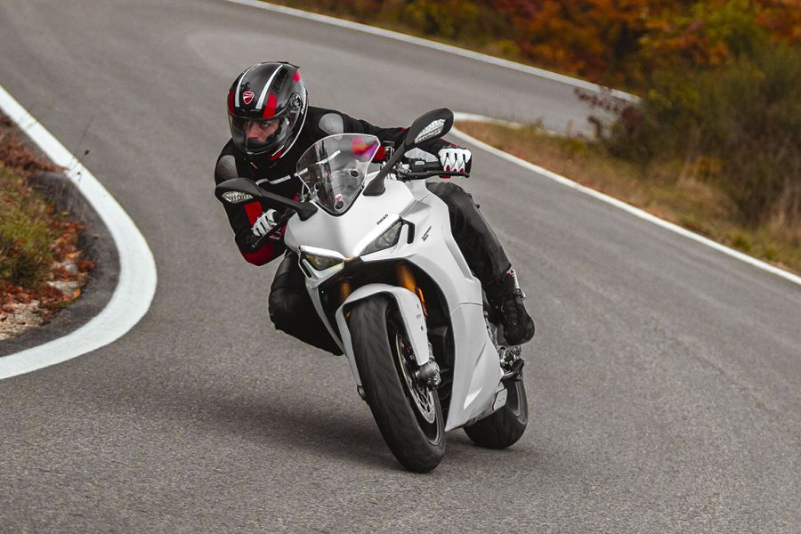 Ducati Supersport 950 on winding roads