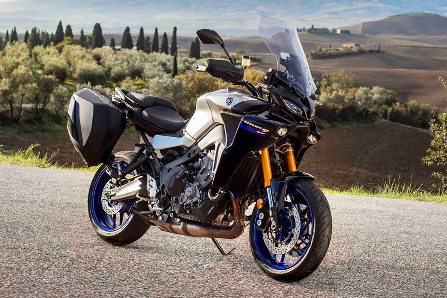 New 2021 Yamaha Tracer 9 GT parked in country setting