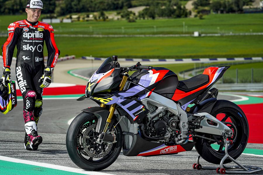 Track Only Aprilia Tuono V4X on paddock stand