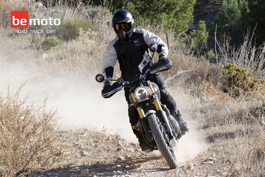 Triumph Scrambler 1200 off road riding with dust