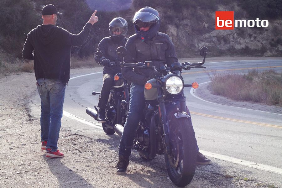 Royal Enfield Shotgun 650 motorcycles at the side of the road