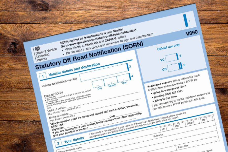 SORN Application V890 DVLA