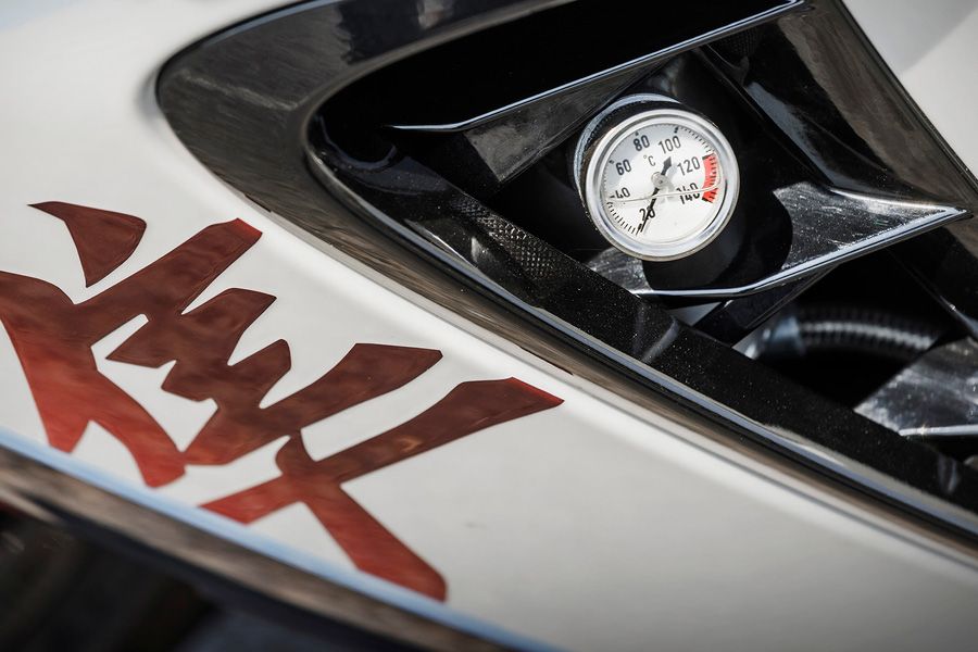 Motorcycle supercharger boost gauge close up