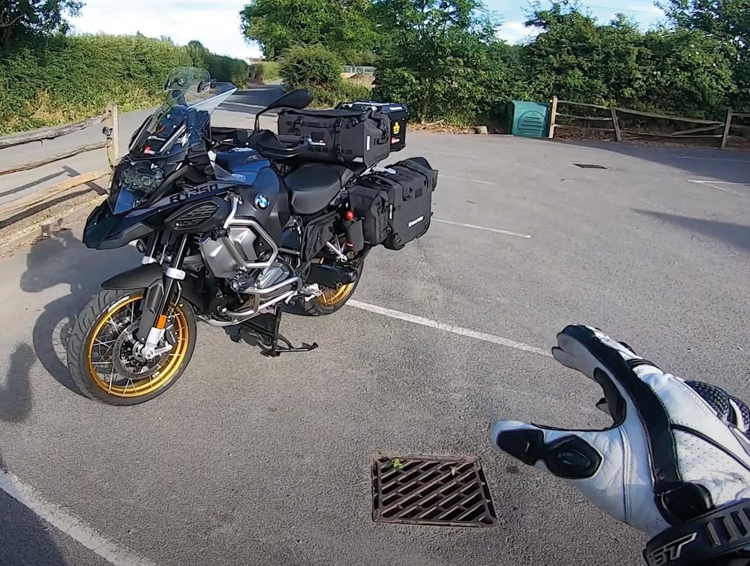 BVG pointing at his BMW Adventure bike