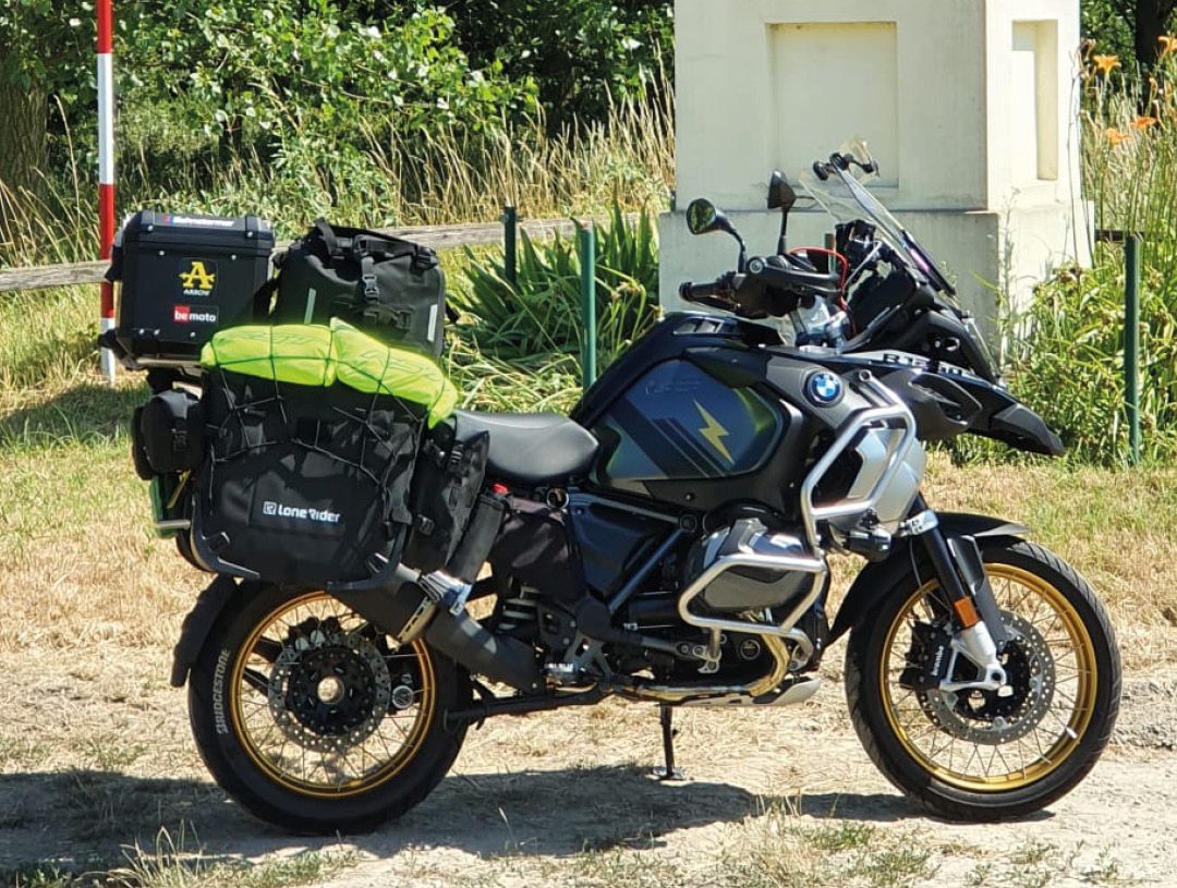 Chris Eades BMW R1250GS loaded with touring gear