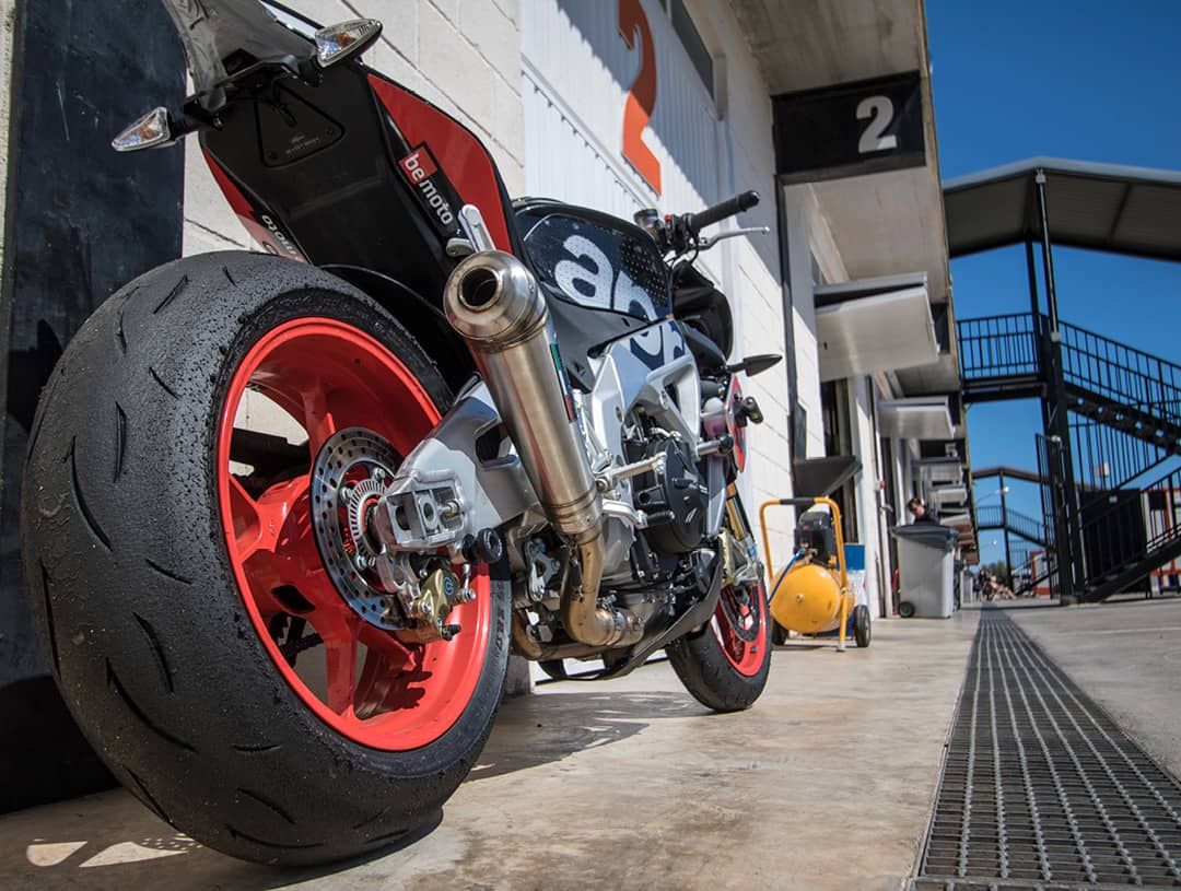 Track bike in pit lane at a motorcycle trackday