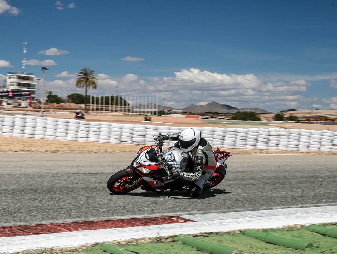 Motorbike on a European trackday cornering