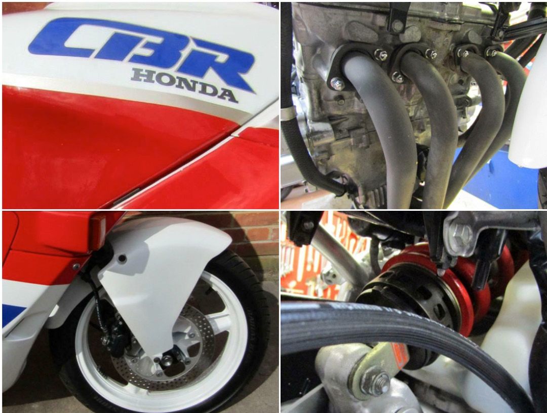1990 Honda CBR600F-L static photo tank logo clocks suspension front wheel