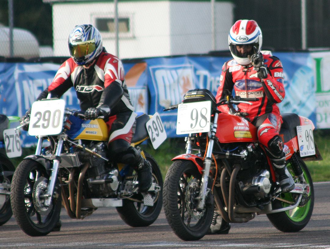 GSX1100 on the start line waiting to race