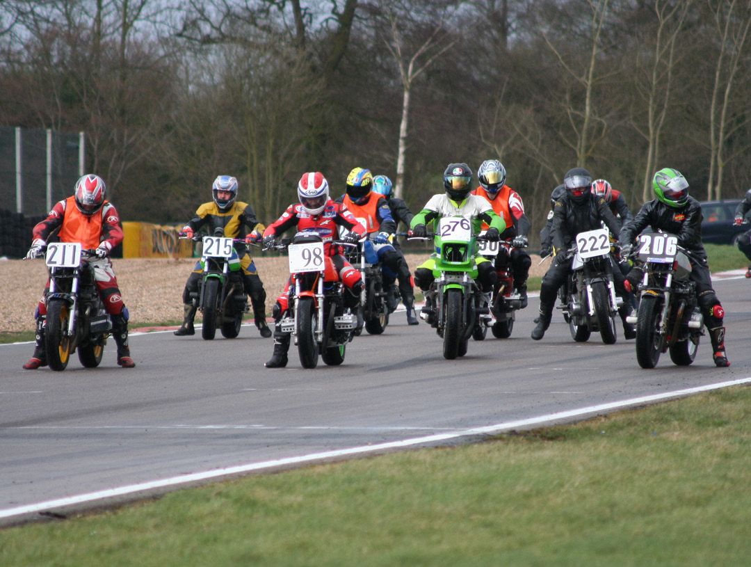 Start line with motorcycles ready to race