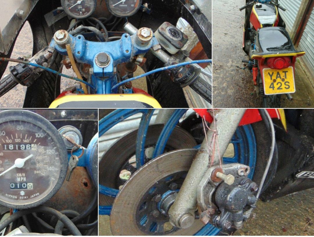 Suzuki GT380 clocks yokes brake caliper wheels