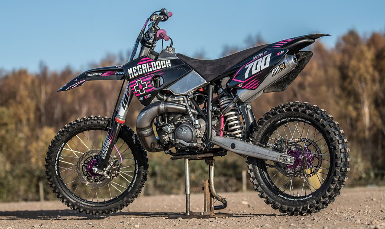 Looking awesome, the final Muc-Off branded Megalodon 700cc 2-stroke MX bike.