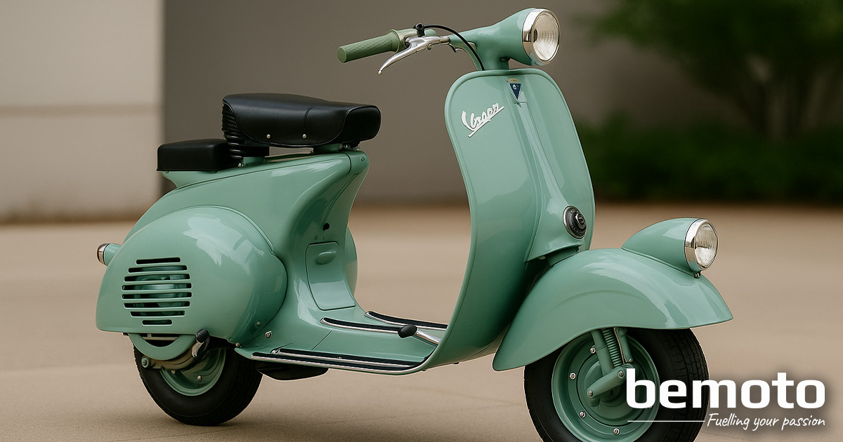 Illustration of a 1946 Vespa 98 by BeMoto, Motorbike Insurance Specialists