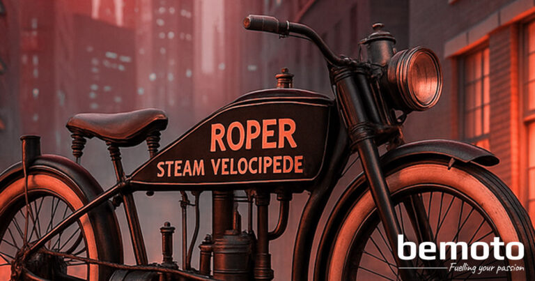 Illustration of a Roper Steam Velocipede motorbike. BeMoto Motorbike Insurance Specialists