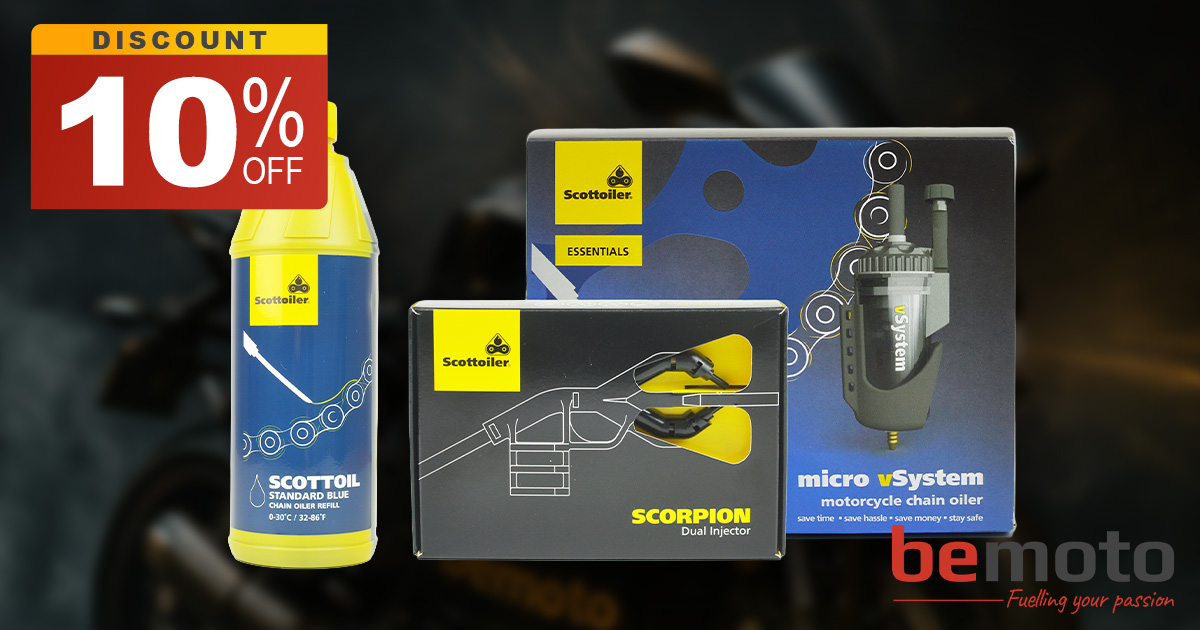 Save 10% on Scottoiler systems courtesy of Motorbike Insurance Specialists, BeMoto