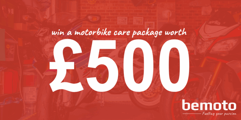 Win a motorcycle care package worth £500 with Motorbike Insurance Specialist, BeMoto