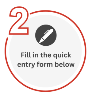 Step 2 Bemoto competition graphic instructing users to fill in a quick entry form.
