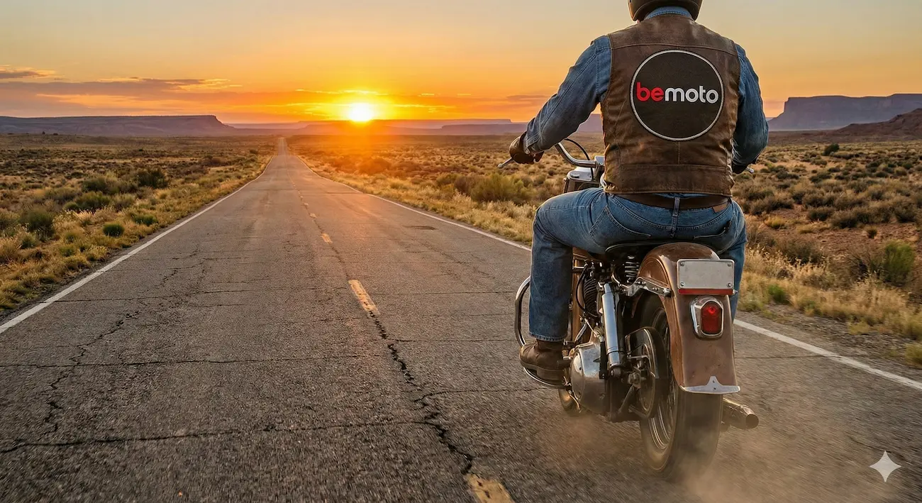 Classic cruiser history scene on an American highway.