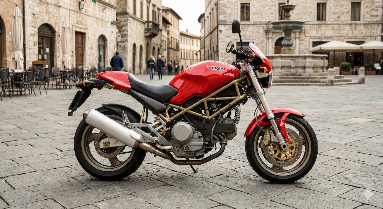 Ducati Monster M900 illustrating naked bike history.