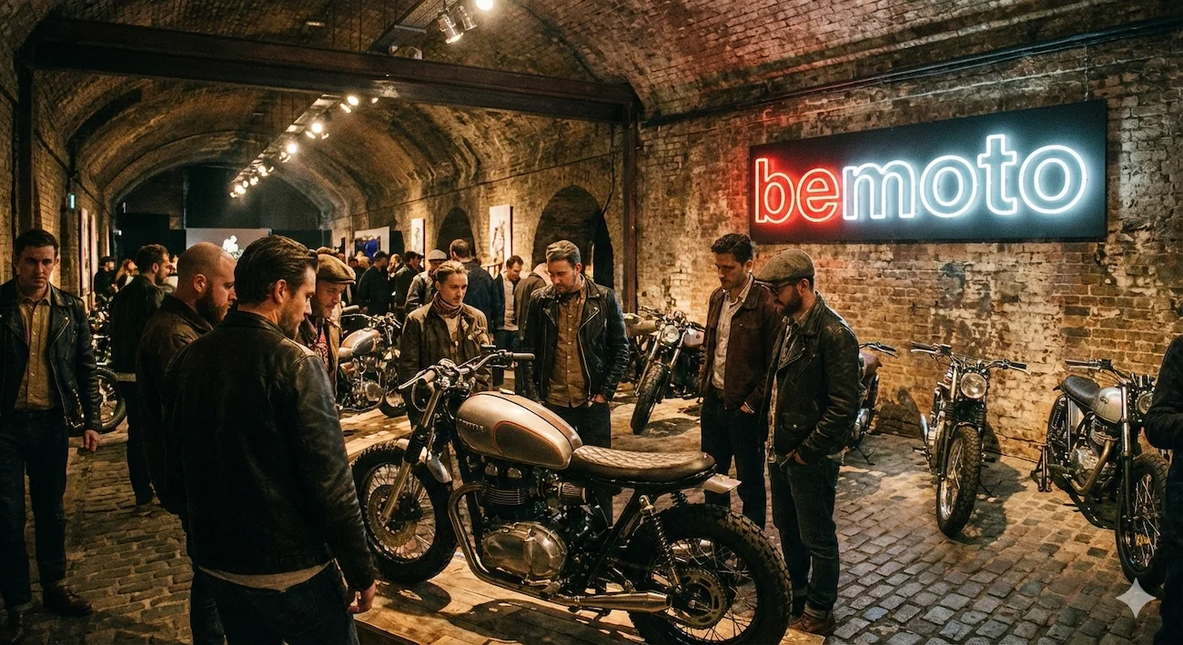 Custom motorcycles on display at a show illustrating custom bike history.
